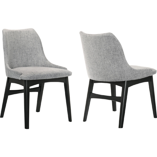 Azalea Dining Chair in Gray Fabric & Black Wood (Set of 2)