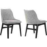 Azalea Dining Chair in Gray Fabric & Black Wood (Set of 2)