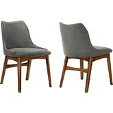 Azalea Dining Chair in Charcoal Fabric & Walnut Finish (Set of 2)