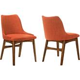 Azalea Dining Chair in Orange Fabric & Walnut Finish (Set of 2)