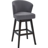 Brandy 26" Swivel Counter Stool in Grey Fabric & Espresso Wood (Set of 2)