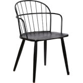 Bradley Dining Chair in Black Steel & Black Brushed Wood
