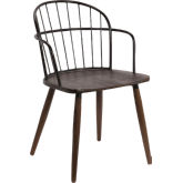 Bradley Dining Chair in Black Steel & Walnut Glazed Wood