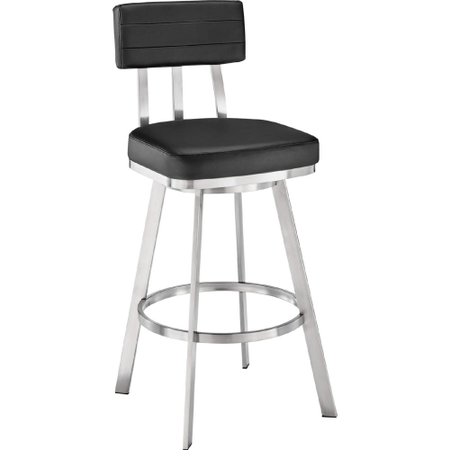 Benjamin 26" Swivel Counter Stool in Brushed Stainless Steel & Black Leatherette