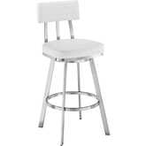 Benjamin 26" Swivel Counter Stool in Brushed Stainless Steel & White Leatherette
