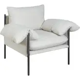 Bloom Accent Chair in Soft Oat Off White Fabric & Black Finish Metal