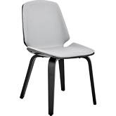 Brinley Dining Chair in Gray Leatherette & Black Wood