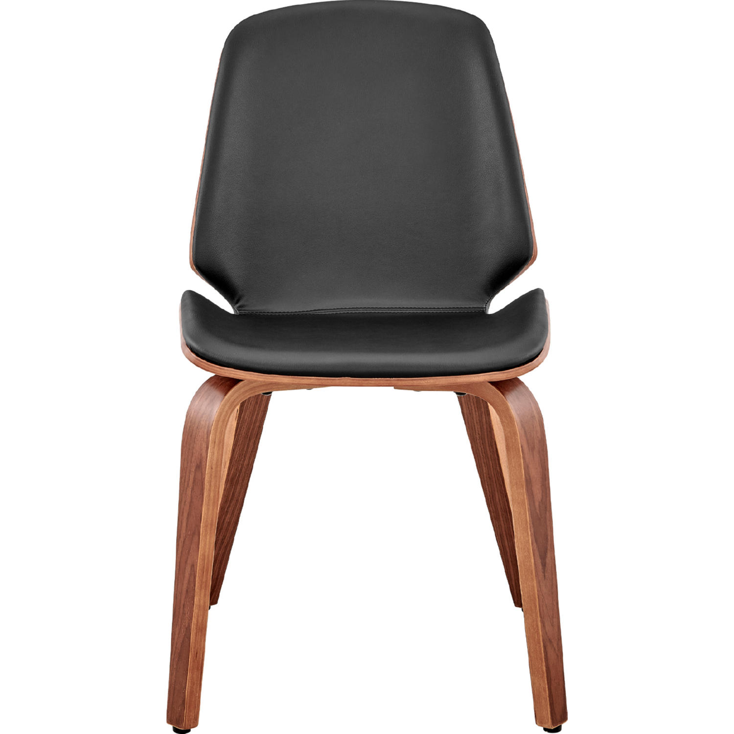 Armen Living Brinley Faux Leather Wood Dining Room Accent Chair, Black/Walnut 19 x 33 x 22