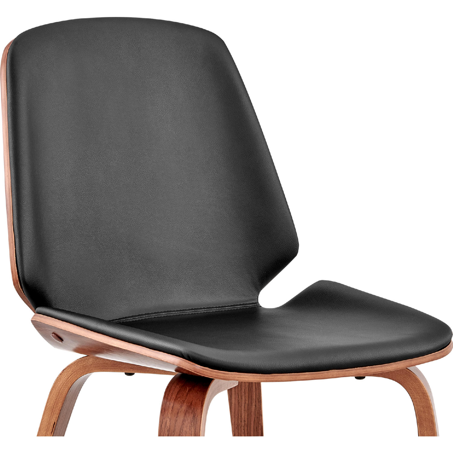 Armen Living Brinley Faux Leather Wood Dining Room Accent Chair, Black/Walnut 19 x 33 x 22 - Thumbnail 5