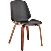 Brinley Dining Chair in Black Leatherette & Walnut Finish