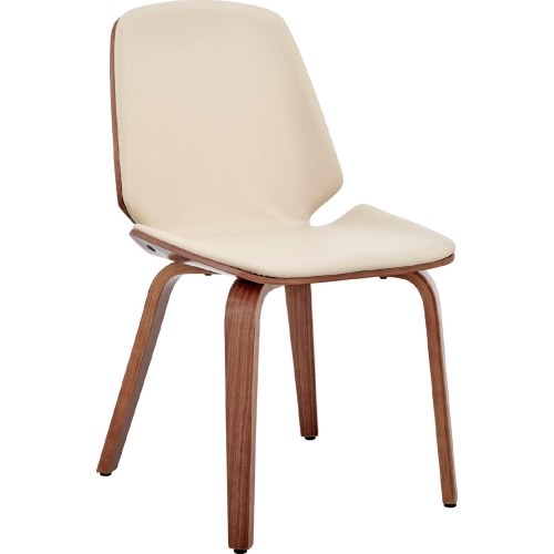 Brinley Dining Chair in Cream Leatherette & Walnut Finish