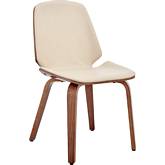 Brinley Dining Chair in Cream Leatherette & Walnut Finish