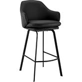 Brigden 26" Swivel Counter Stool in Black Leatherette & Black Metal