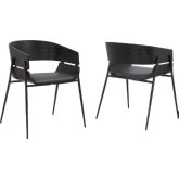 Bronte Dining Chair in Grey Black Wood & Black Metal (Set of 2)