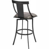 Brisbane 30" Bar Stool in Matte Black Metal & Vintage Grey Leatherette