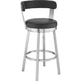 Bryant 26" Swivel Counter Stool in Black Leatherette & Brushed Stainless