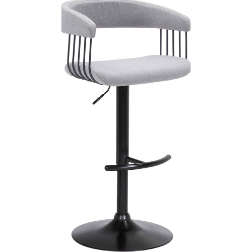 Calista Adjustable Height Bar Stool in Light Gray Fabric & Black Metal