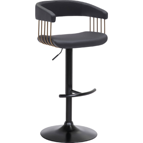 Calista Adjustable Height Bar Stool in Black Leatherette, Bronze & Black Metal