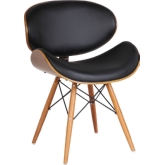 Cassie Mid-Century Dining Chair in Walnut Wood & Black Leatherette