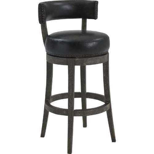 Corbin 26" Swivel Counter Stool in Onyx Brown Leatherette & Grey Wood