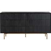 Carnaby 6 Drawer Dresser in Black Brushed Oak & Bronze
