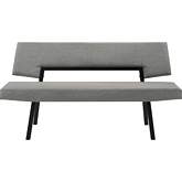 Channell Dining Bench in Black Finish Wood & Charcoal Gray Fabric