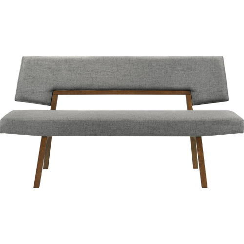 Channell Dining Bench in Walnut Finish Wood & Charcoal Gray Fabric