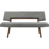 Channell Dining Bench in Walnut Finish Wood & Charcoal Gray Fabric