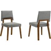 Channell Dining Chair in Walnut Finish Wood & Charcoal Fabric (Set of 2)