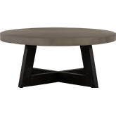 Chester Round Coffee Table in Faux Concrete & Acacia