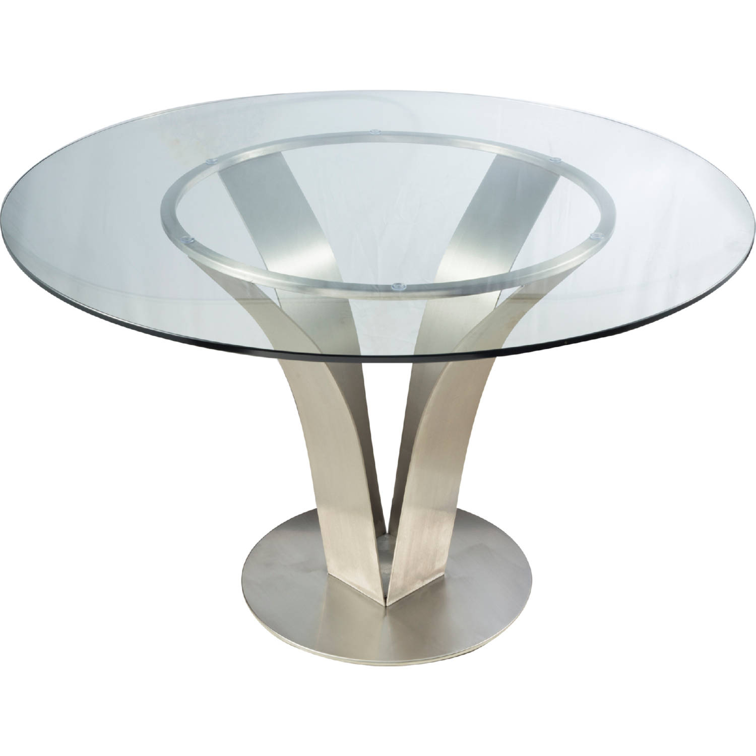 Armen Living LCCLDIB201TO Cleo Contemporary Dining Table in Stainless Steel with Clear Glass, image size:1500x1500