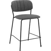 Carlo 26" Counter Stool in Grey Leatherette & Black Metal