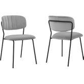 Carlo Dining Chair in Grey Velvet & Black Metal (Set of 2)