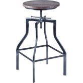 Concord Adjustable Height Bar Stool in Industrial Grey Finish with Ash Pine Wood Seat