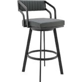 Scranton Swivel 30" Bar Stool in Slate Grey Leatherette & Black Metal