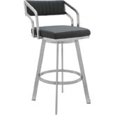 Scranton Swivel 30" Bar Stool in Slate Grey Leatherette & Brushed Stainless