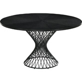 Cirque 54" Round Pedestal Dining Table in Black Finish & Black Metal
