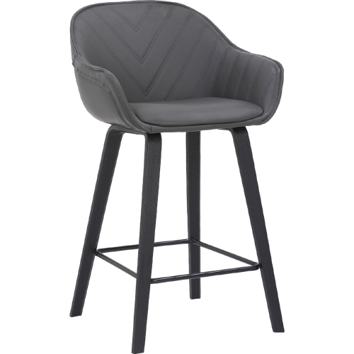 Crimson 26" Counter Stool in Grey Leatherette & Black Wood