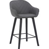 Crimson 26" Counter Stool in Grey Leatherette & Black Wood