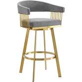 Chelsea 26" Swivel Counter Stool in Gold Brushed Stainless Steel & Anchor Gray Fabric