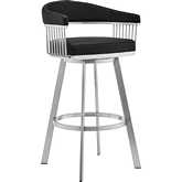 Chelsea 30" Swivel Bar Stool Black Leatherette and Brushed Stainless