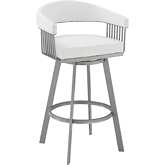 Chelsea 26" Swivel Counter Stool in White Leatherette & Silver Metal