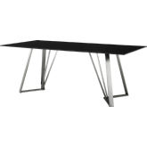 Cressida 79" Dining Table in Black Glass & Brushed Stainless Steel