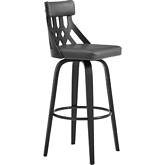 Crux 26" Swivel Counter Stool in Gray Leatherette & Black Wood