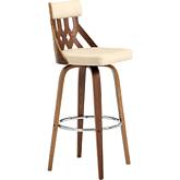 Crux 30" Swivel Bar Stool in Cream Leatherette & Walnut Finish