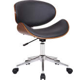 Daphne Office Chair In Gray Leatherette, Walnut & Chrome