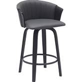 Diana 26" Swivel Counter Stool in Black Wood & Gray Leatherette