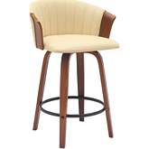 Diana 26" Swivel Counter Stool in Walnut Wood & Cream Leatherette