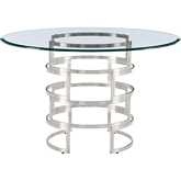 Diaz 48" Round Dining Table in Brushed Stainless Steel & Glass