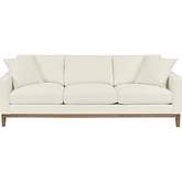 Donna 93" Sofa in Sugar White Fabric & Gray Wood
